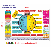 İngilizce Eğitici Manyetik Takvim - All About Today