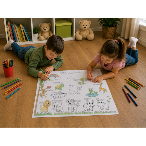İngilizce Boyama Poster Seti - Coloring Posters - 20 adet