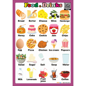Food and Drinks - İngilizce Yiyecekler ve İçecekler Poster Food and Drinks - İngilizce Yiyecekler ve İçecekler Poster