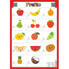 Fruits - Meyveler Yaz Sil Karekodlu Seslendirmeli