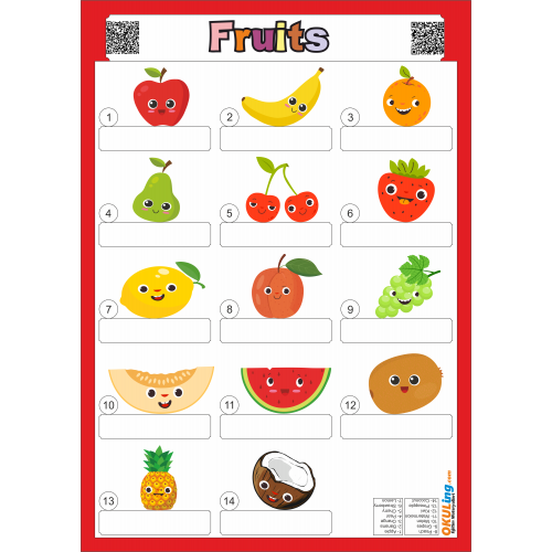 Fruits - Meyveler Yaz Sil Karekodlu Seslendirmeli Fruits - Meyveler Yaz Sil Karekodlu Seslendirmeli