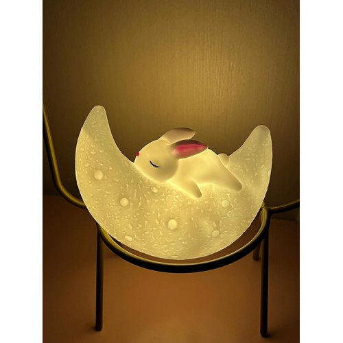 Ay Üzerinde Uyuyan Tavşan Gece Lambası