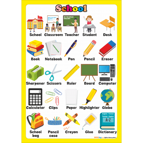 School - İngilizce Okul Poster