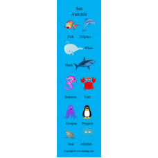 Sea Animals Bookmark - Deniz Hayvanları Kitap Ayracı