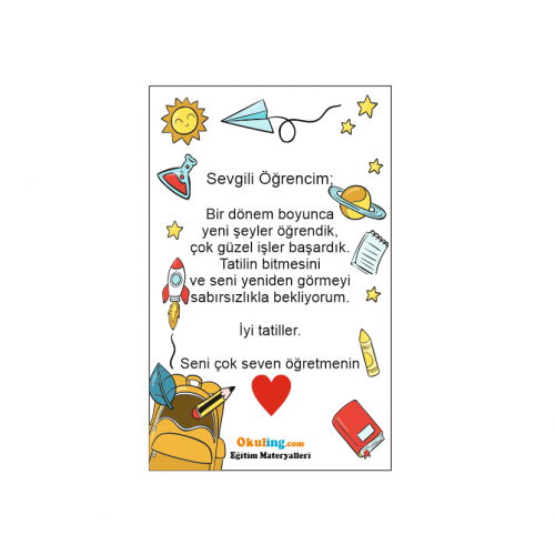 Tatil / Karne Hediyesi Kart Model 1