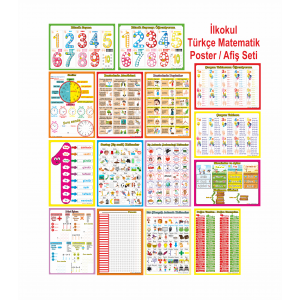 İlkokul Matematik - Türkçe Poster / Afiş Seti - 15 Adet İlkokul Matematik - Türkçe Poster / Afiş Seti - 15 Adet