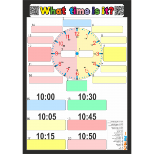 What time is it? - Saat Kaç? Yaz Sil - Karekodlu - Seslendirmeli What time is it? - Saat Kaç? Yaz Sil - Karekodlu - Seslendirmeli