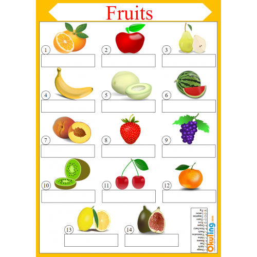 Fruits - Meyveler Yaz Sil
