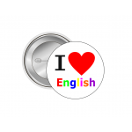 I Love English İngilizce Motivasyon Rozeti - 44 mm