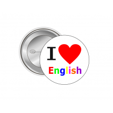 I Love English İngilizce Motivasyon Rozeti - 44 mm