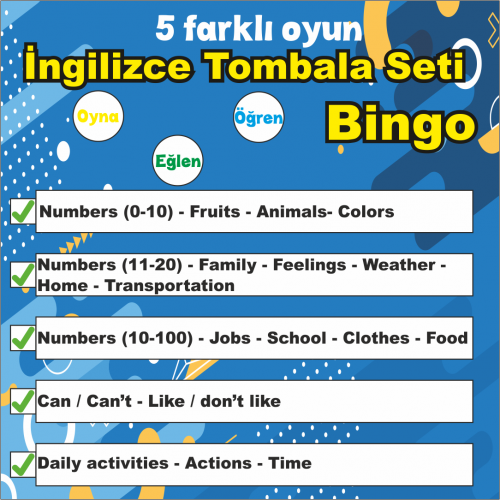 Bingo - İngilizce Tombala Seti